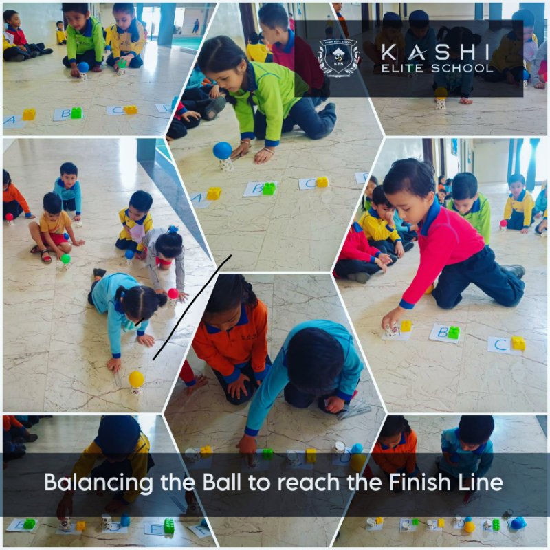 Balancing Ball to reach Finish Line Activity for kids in Kashi Elite School, Khandwa