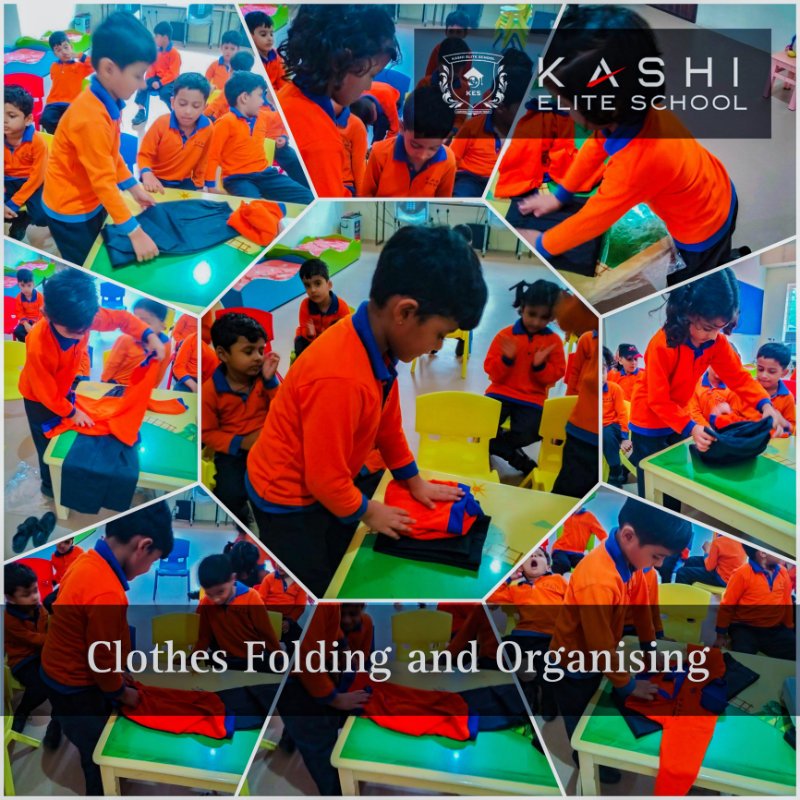 Clothes Folding & Organising Activity for kids in Kashi Elite School, Khandwa